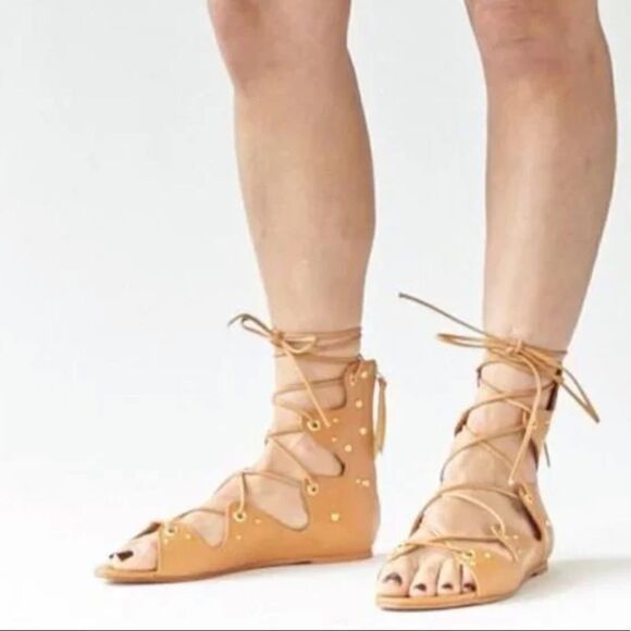 IRO Camel tan Xiri gladiator studded lace up sandals size 38 - Picture 10 of 12